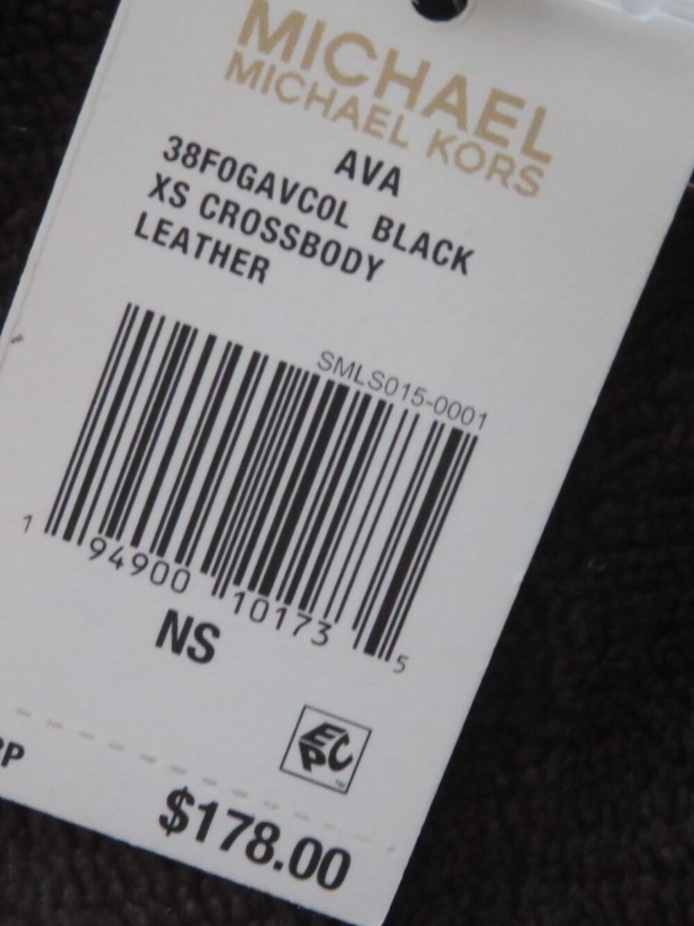 NWT Michael Kors Ava Mini Saffiano Leather Crossbody Bag Black Silver Authentic - Picture 2 of 10